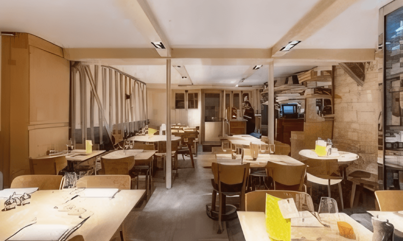 Salle complète du restaurant bistronomique Le Villaret