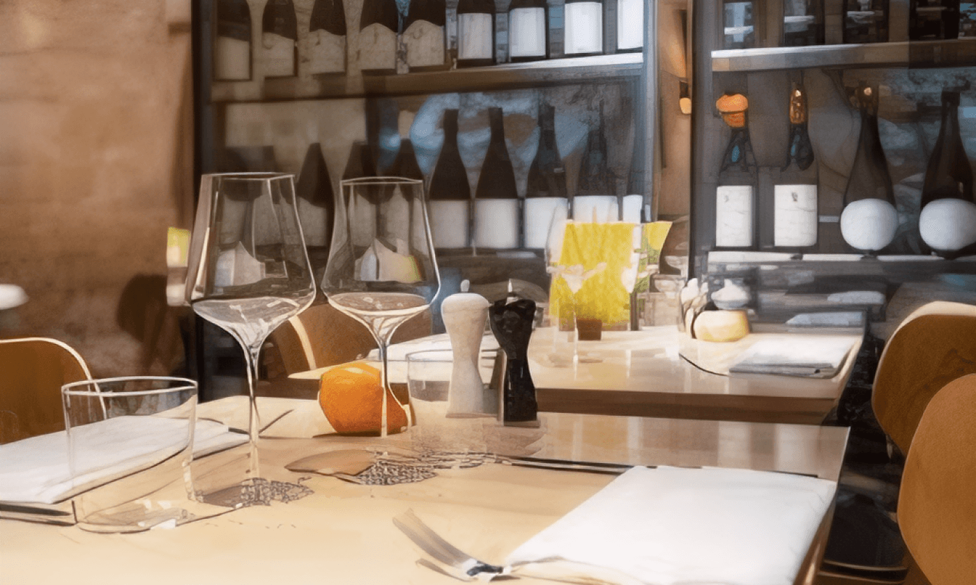 Verres et cave à vins au Villaret Paris